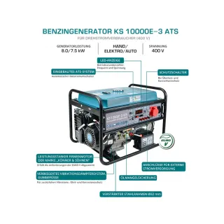 Бензинов генератор за ток KOENNER-SOEHNEN KS 10000E-3 ATS/ 8.0kW
