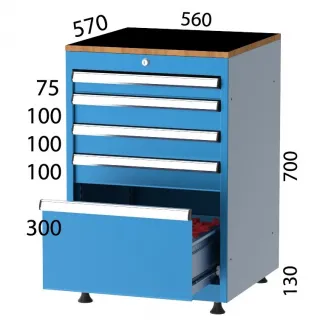 Комбиниран шкаф с 5 чекмеджета и CNC държачи KOCEL - 2650