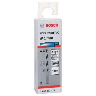 Свредло HSS за метал PoinTec 1.0 mm на Bosch комплект 10 бр.