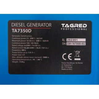 Дизелов генератор TAGRED TA7350D/ 5kW