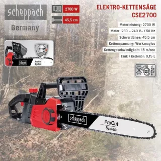 Електрически верижен трион Scheppach CSE2700, 2.7kW