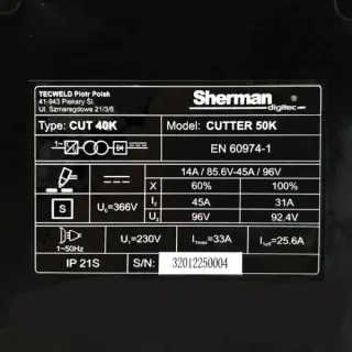 Инверторна плазма с вграден компресор SHERMAN CUTTER 50К/ 6.6kVA